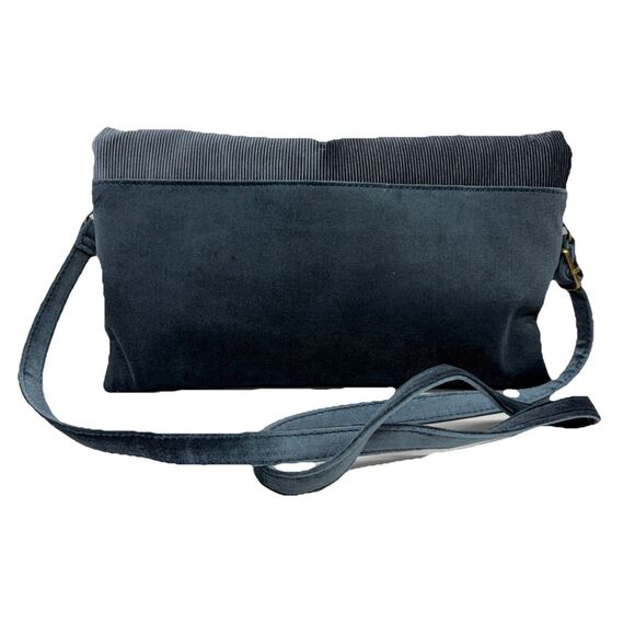 Anthropologie Blue Velvet Corded Shoulder & Crossbody Clutch Bag New Without Tag - Picture 2 of 16